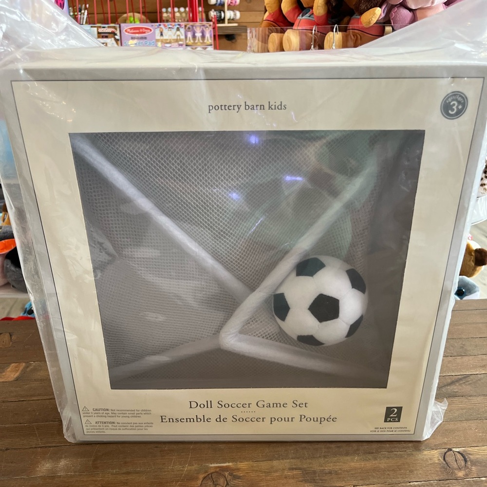 Pottery Barn Kids Doll Soccer Game Set 2 Pc Goal & Ball 18” Doll Accessory